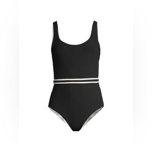 SOLID & STRIPED Wo Annemarie Reversible One-Piece Blackout Marshmallow L $198